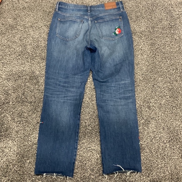 Madewell The High-Rise Slim Boyjean: Floral Embroidered Size 27 Raw Hem - Picture 2 of 5